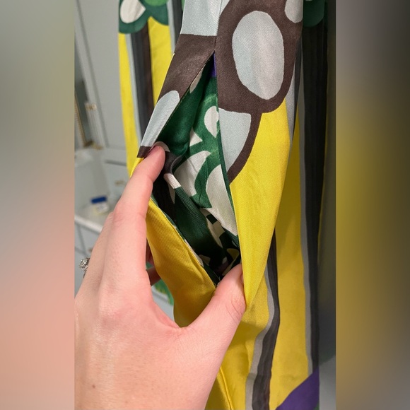 See by Chloe yellow purple green silk printed dress Size 6 - Picture 3 of 8